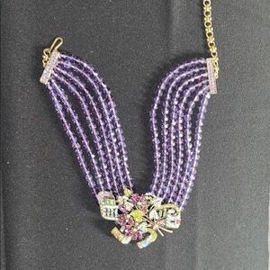 Heidi Daus Purple and Gold Necklace with Ornate Centerpiece